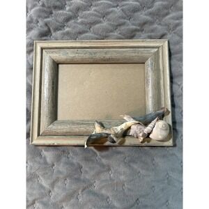Seashell Picture Frame Coastal Beach Decor‎ Distressed Wood 4x6 Photo